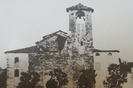 Abbazia di Badia Petroia - Vecchia foto che mostra il campanile ancora in piedi