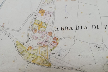 Mappa di Badia Petroia presente presso il Catasto Gregoriano di Perugia
